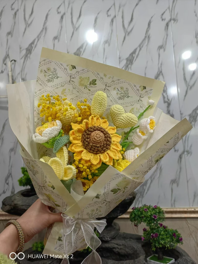 手工钩织编织毛线永生花成品花束创意款式仿真花礼品