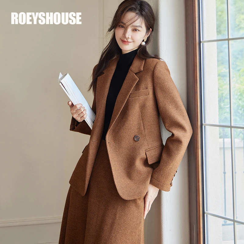 【一诺】罗衣气质粗花呢西装套装女冬装新款外套半身裙两件套09638