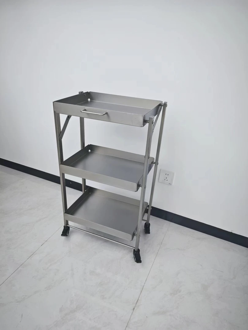 不锈钢折叠推车简洁收纳节省空间三层方便打理