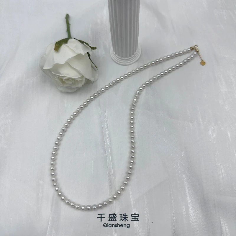18K金4-5mm天然淡水极强光小米珍珠项链baby珍珠百搭锁骨颈链