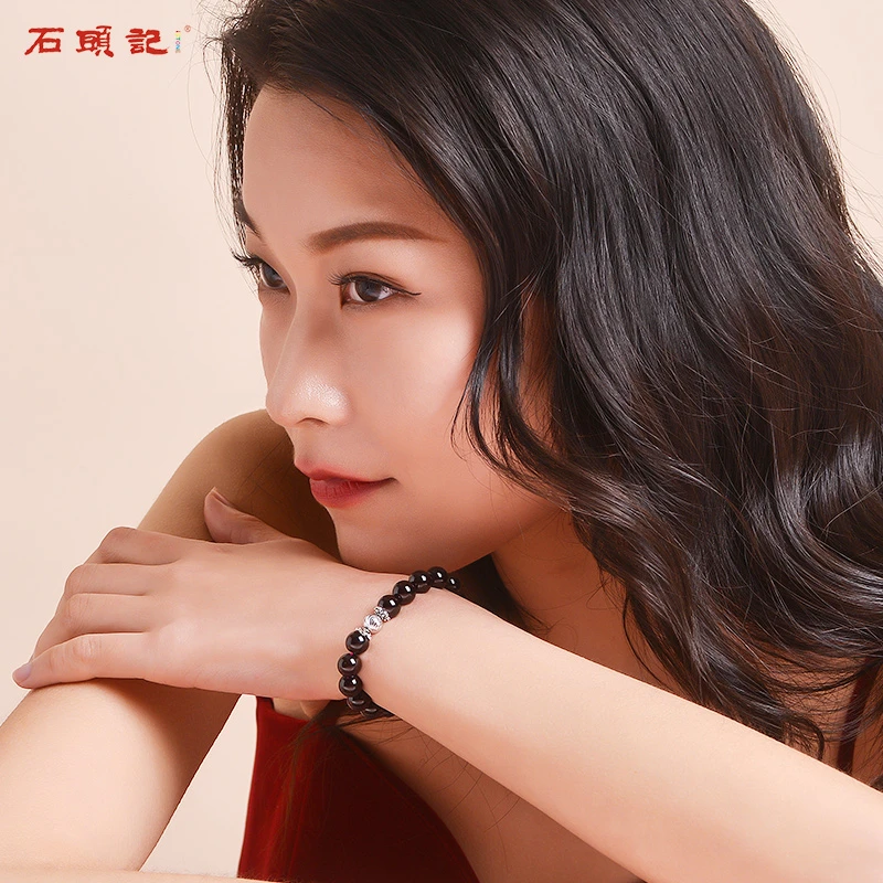 iSTONE/石头记天然石榴石小众简约设计感时尚女款复古手串