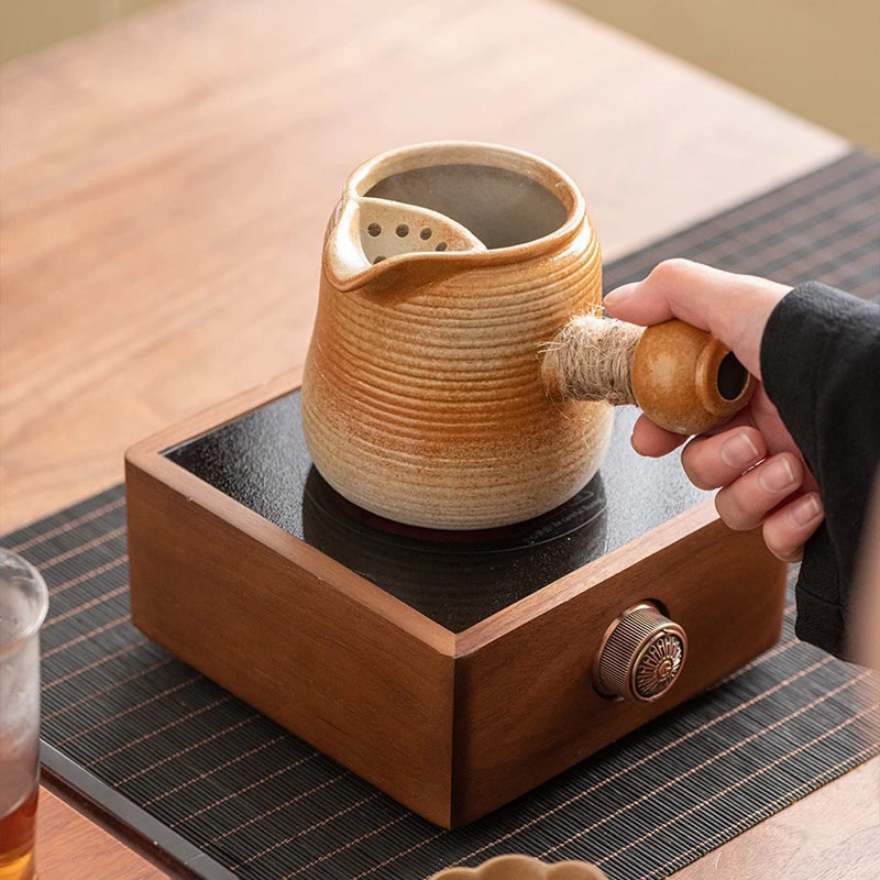 粗陶罐罐煮茶壶烤奶茶陶壶日式烤茶壶可干烧侧把壶围炉煮茶泡茶壶