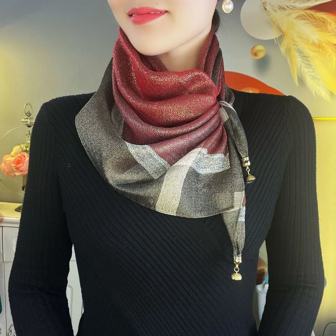 渐变金丝线保暖气质百搭时尚沙滩女洋气减龄大方巾披肩丝巾围巾