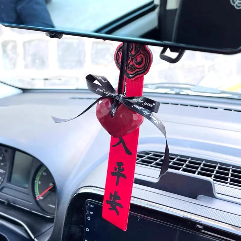 车载爱心挂件纯手工出风口香薰红石榴香皂雕刻爱心清新汽车装饰