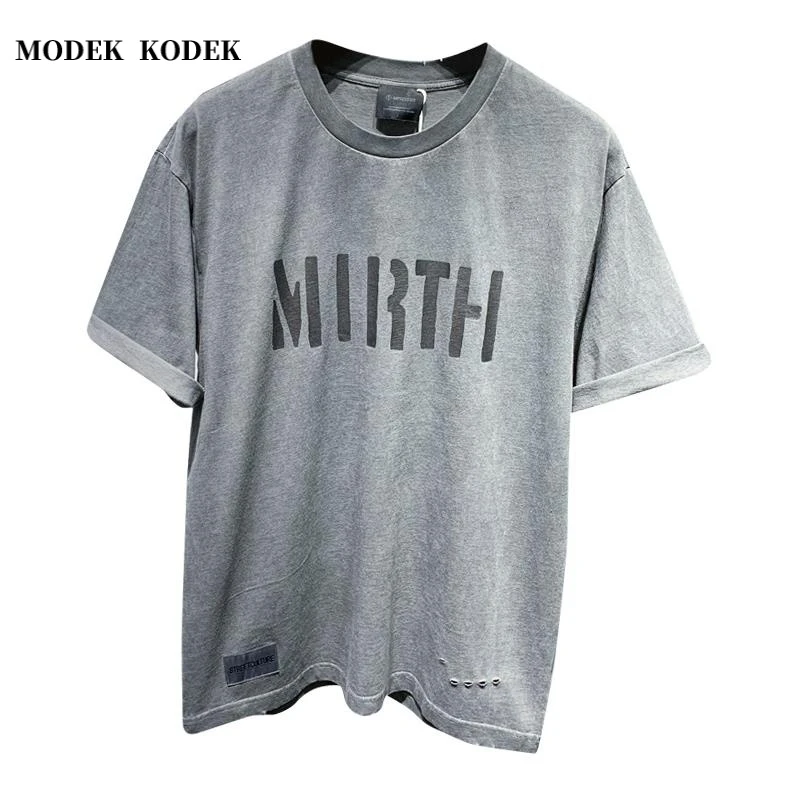 MODEK KODEK夏季潮流圆领短袖t恤男士休闲宽松破洞百搭高品质上衣