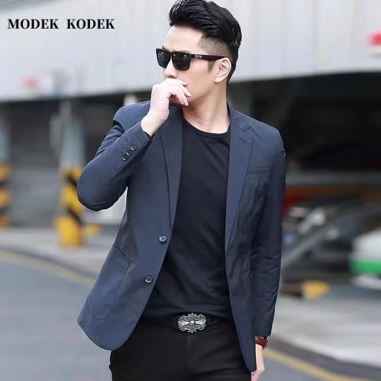 MODEK KODEK时尚潮牌简约修身百搭西服男士秋季潮流商务休闲外套