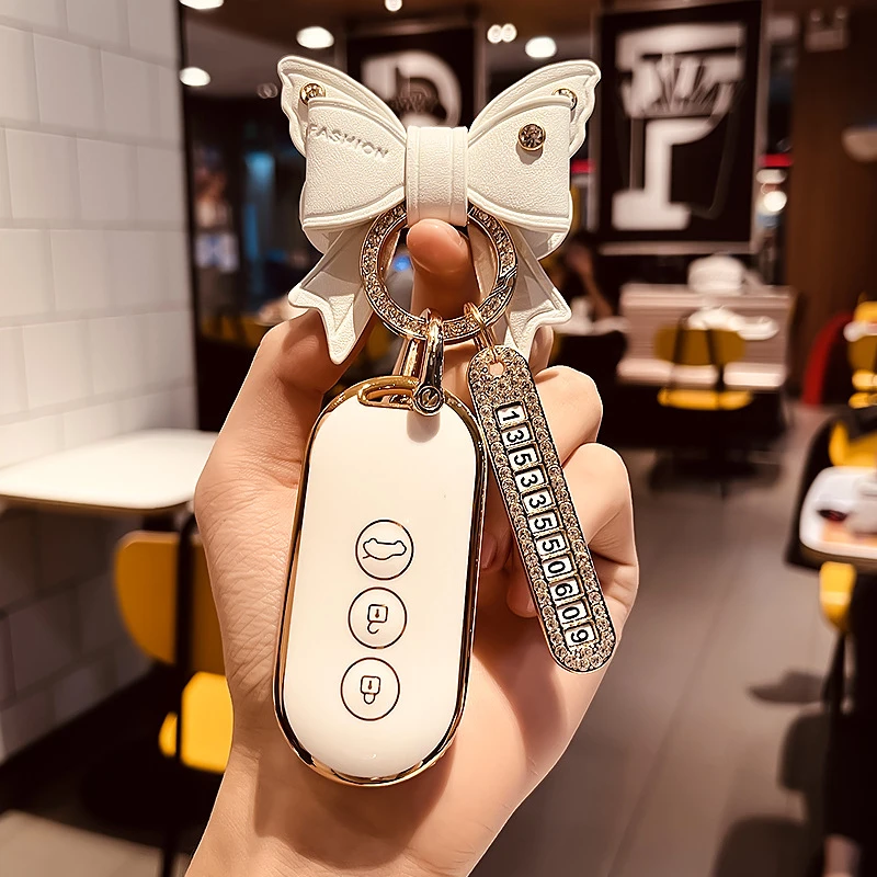 专用华为AITO问界M5钥匙套24新M7汽车保护壳可爱高档真皮扣女士包