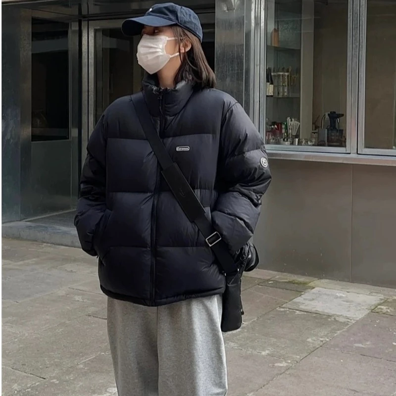 韩国潮牌新国标白鸭绒羽绒服宽松显瘦加厚面包服男女保暖外套2025