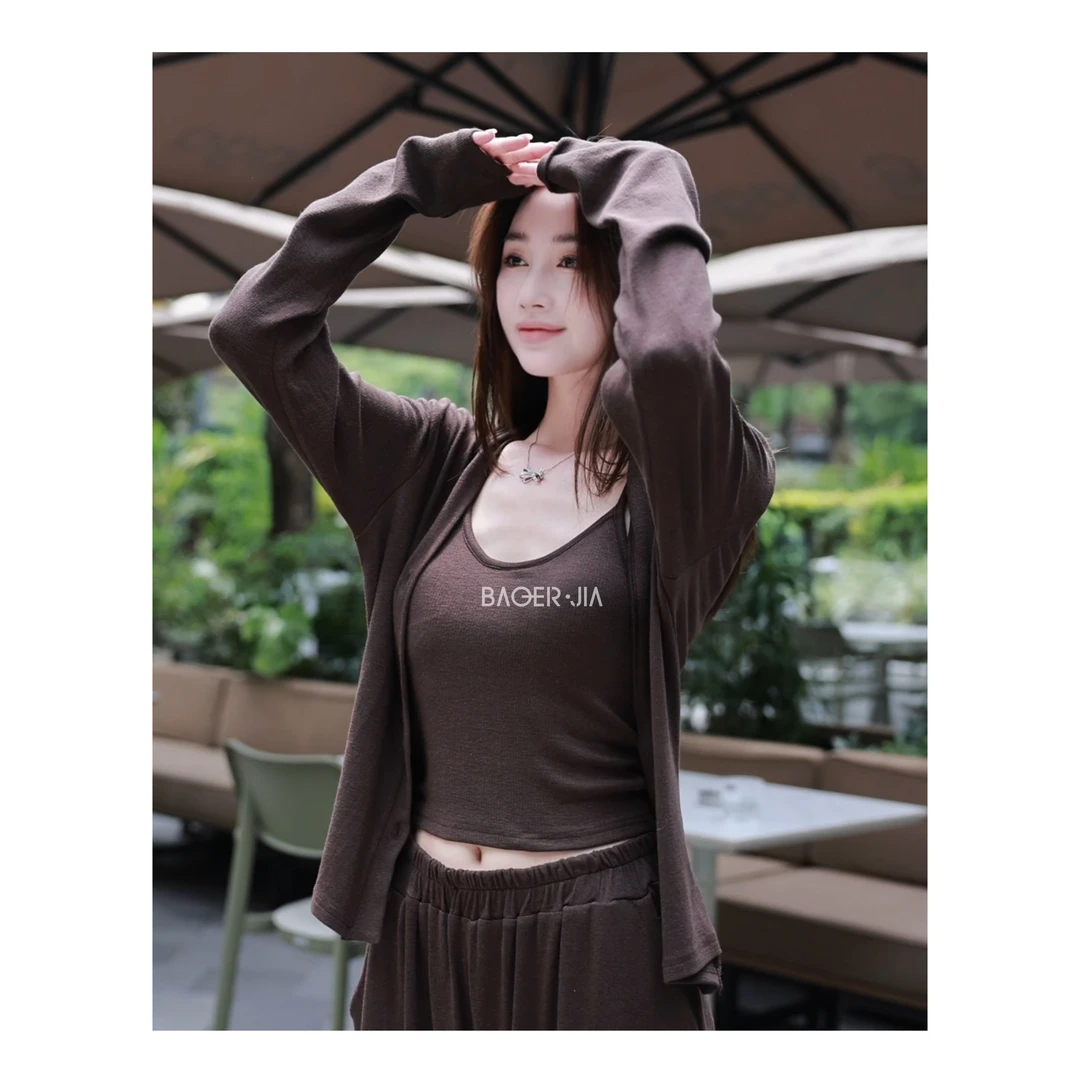 10-【巧克力】宝儿家含幂BF38824308早秋时尚休闲潮流显瘦上衣裤