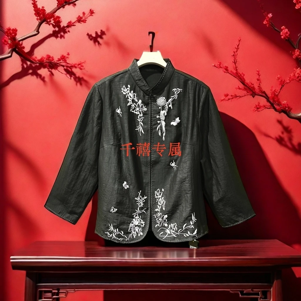 【千禧专属】340桑蚕丝香云纱奢侈时尚休闲黑色复古春季上衣