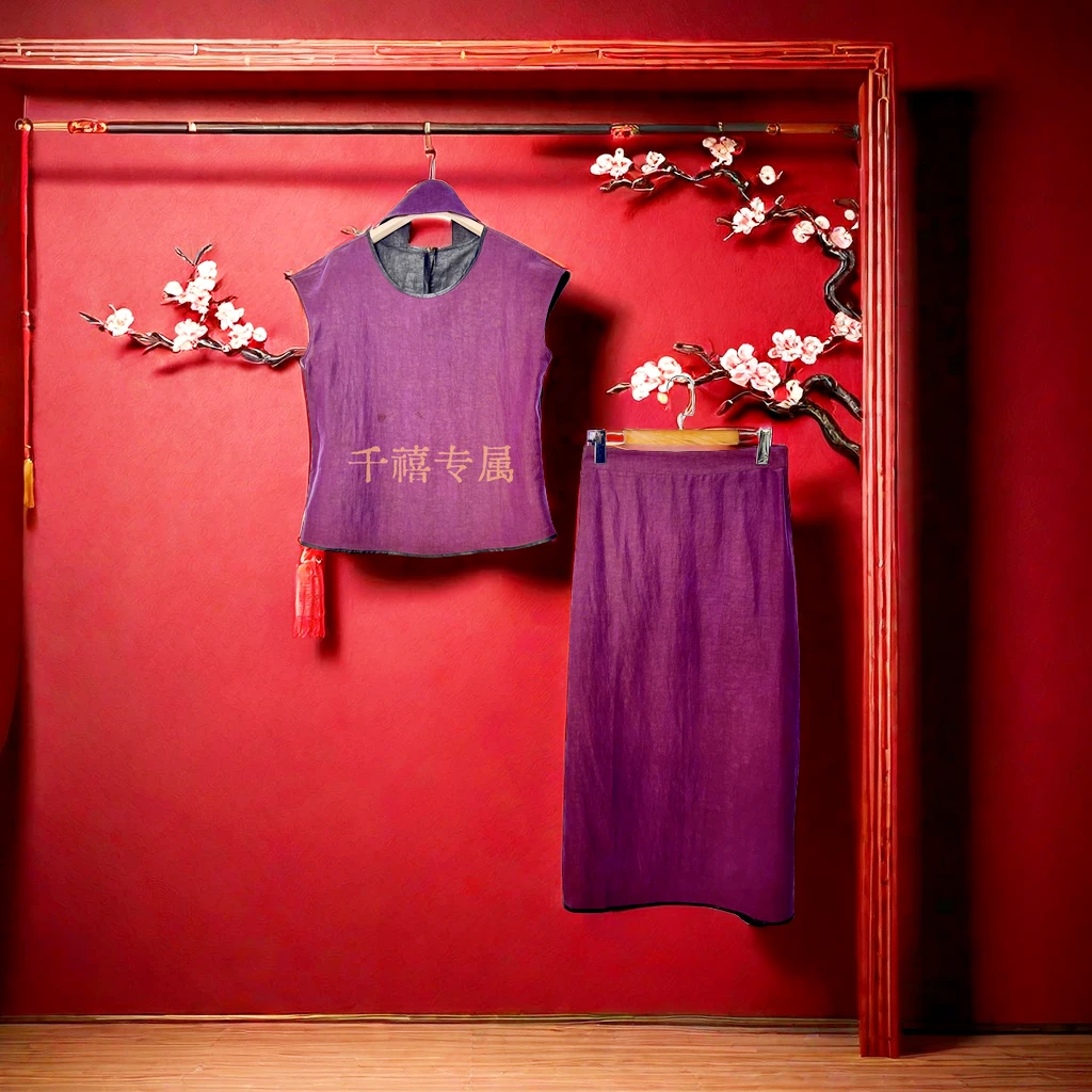 【千禧专属】900单品清仓网红时尚休闲女士夏季复古国风圆领上衣