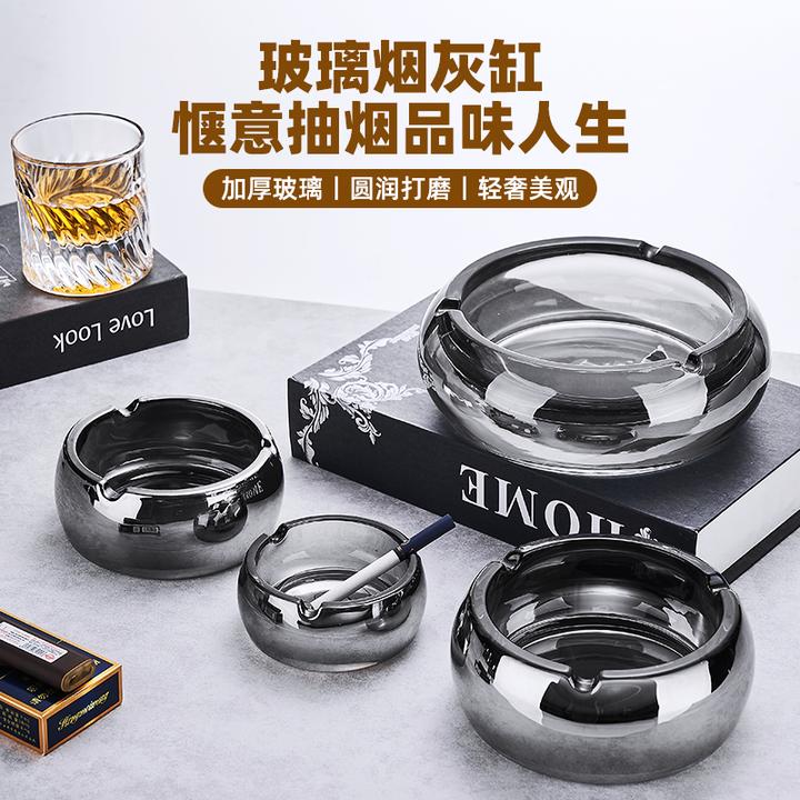 轻奢水晶玻璃烟灰缸家用客厅简约雪茄烟碟创意办公室透明烟缸大号
