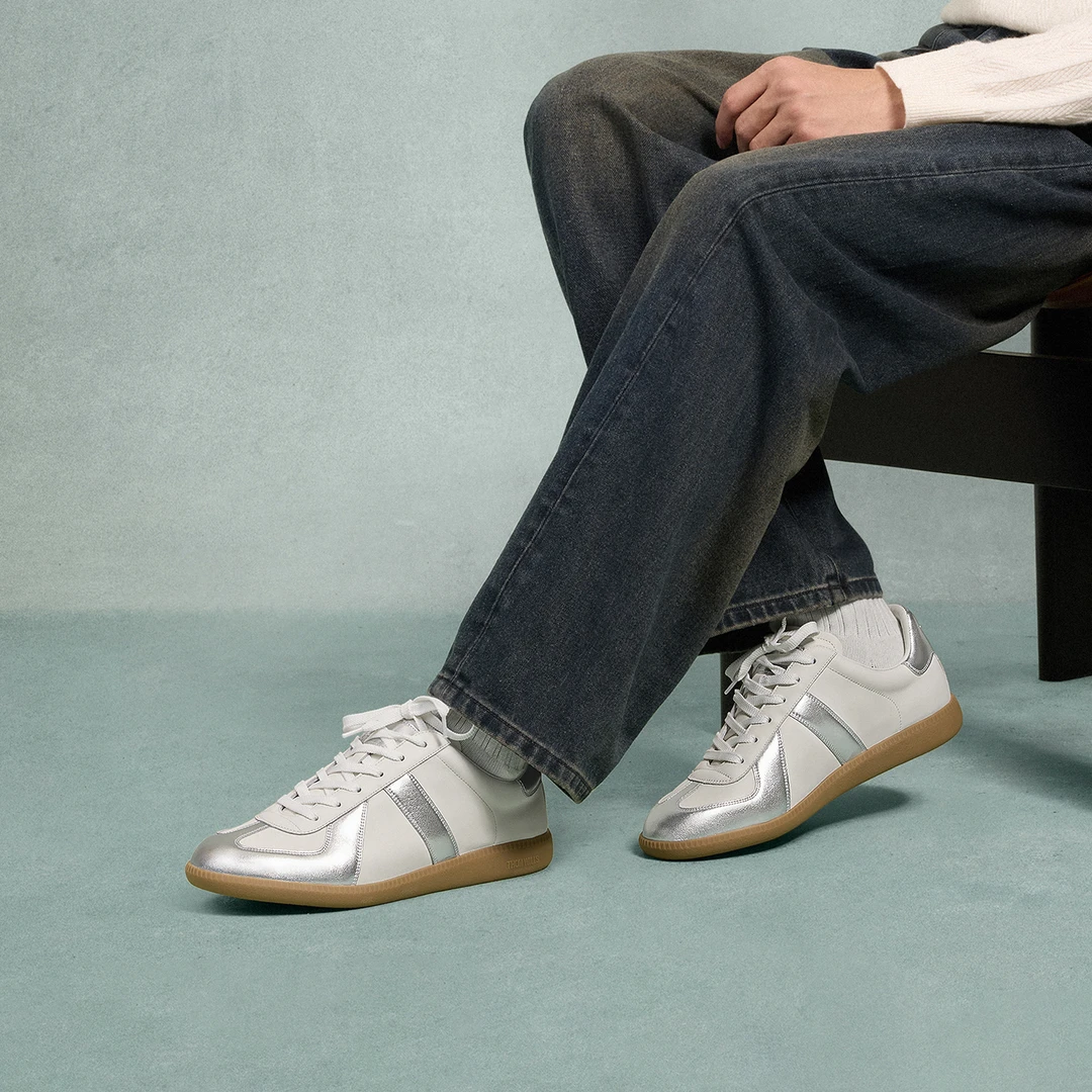 ThomWills真皮德训鞋男夏季透气2024新款百搭小白鞋运动休闲板鞋