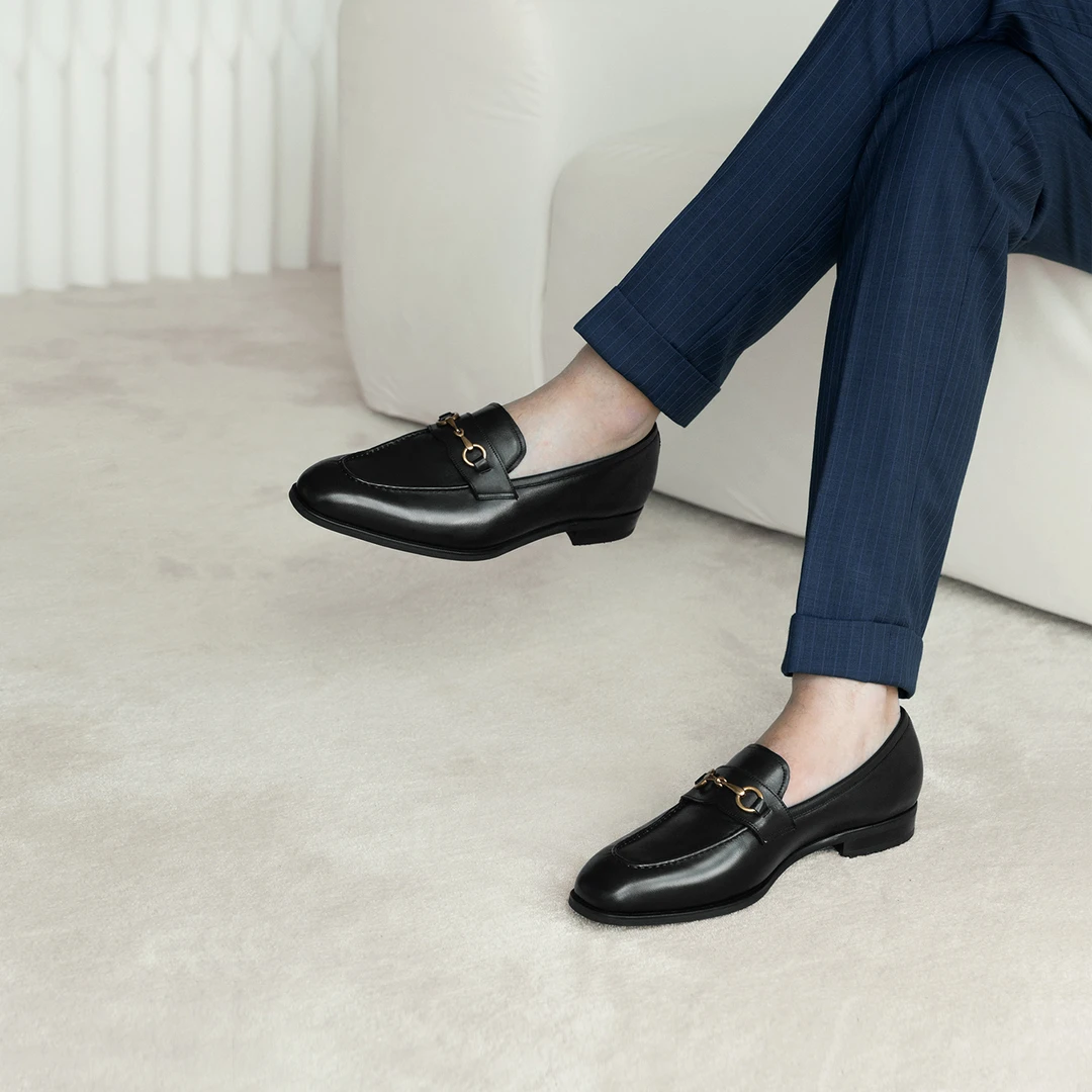 ThomWills马衔扣乐福鞋男士商务休闲皮鞋一脚蹬真皮透气豆豆鞋夏