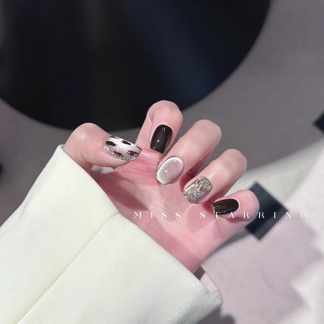 【琥珀豹纹】主角小姐纯手工设计穿戴甲 美拉德猫眼秋冬爆闪超显白