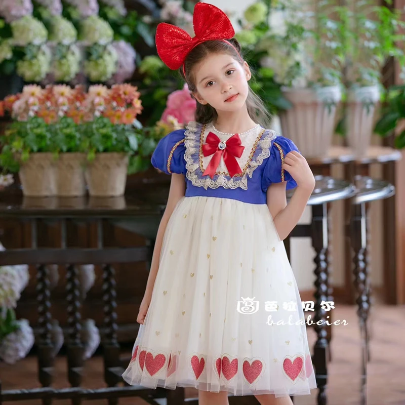 女童白雪公主裙夏季2024新款短袖儿童洋气网纱裙小女孩连衣裙礼服
