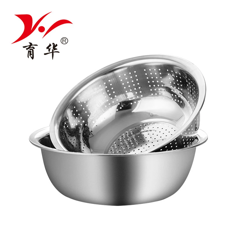 加厚不锈钢沥水盆沥水篮家用洗菜盆加厚大反边面盆无磁加深洗米筛