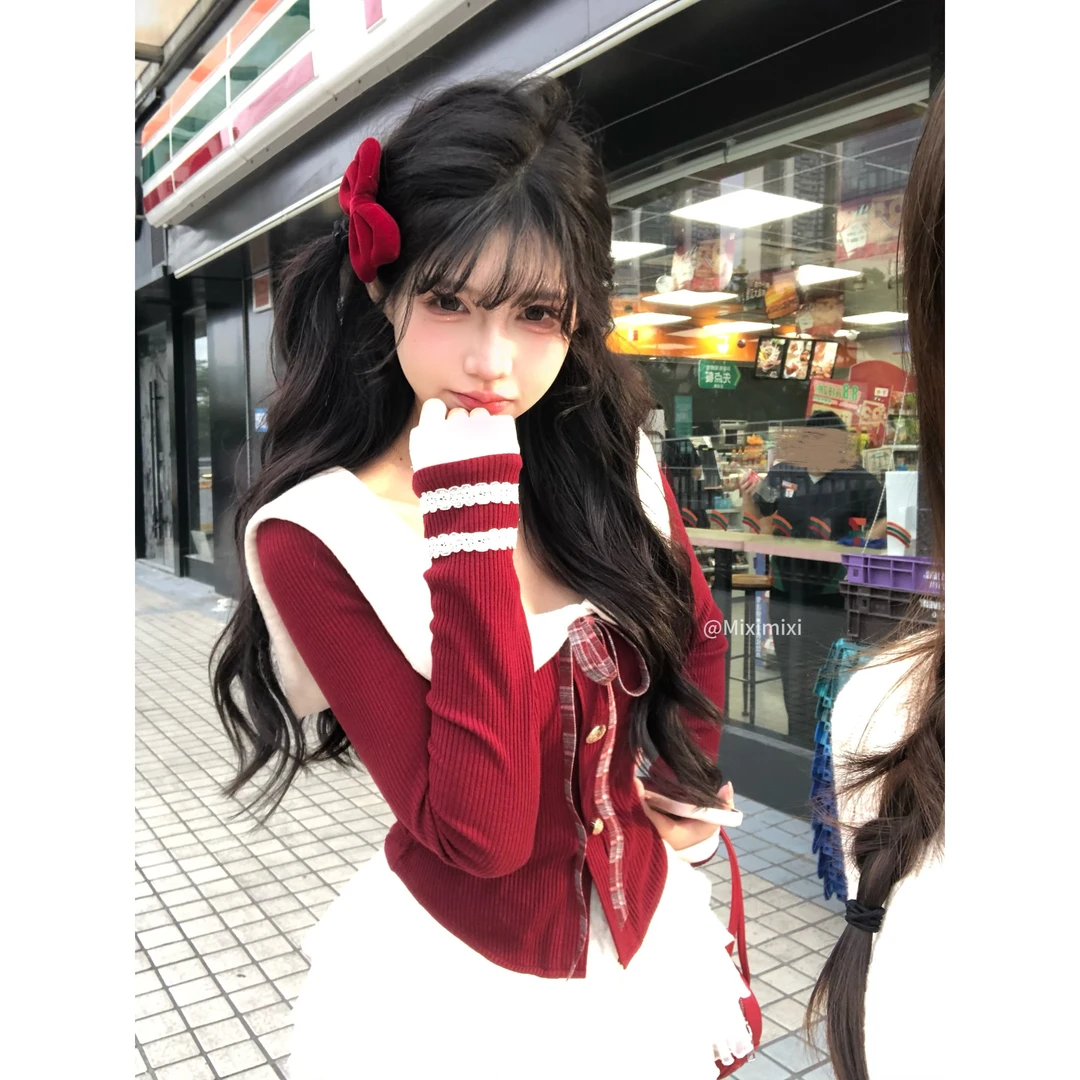 瑞茜·威瑟斯 美式甜心 秋冬学院风修身显瘦长袖上衣半身裙R6936H