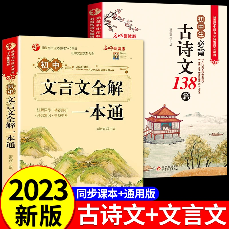 2023年初中必背古诗文138篇和文言文全解一本通人教版初中生中考