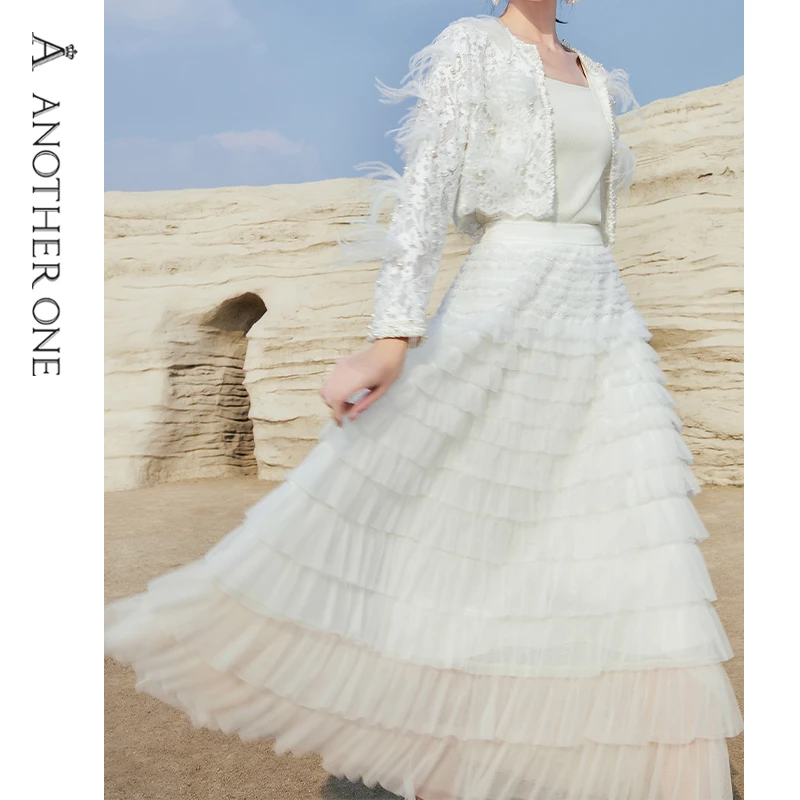 ANOTHER ONE安那迪A字裙轻奢气质百褶长裙显瘦半身裙