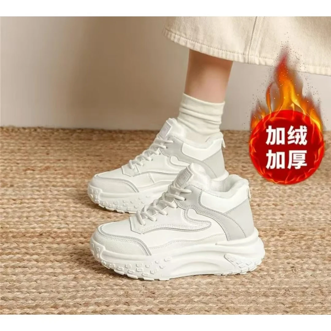 冬季新款女鞋高帮运动白色保暖休闲百搭秋冬季加绒加厚ins潮流