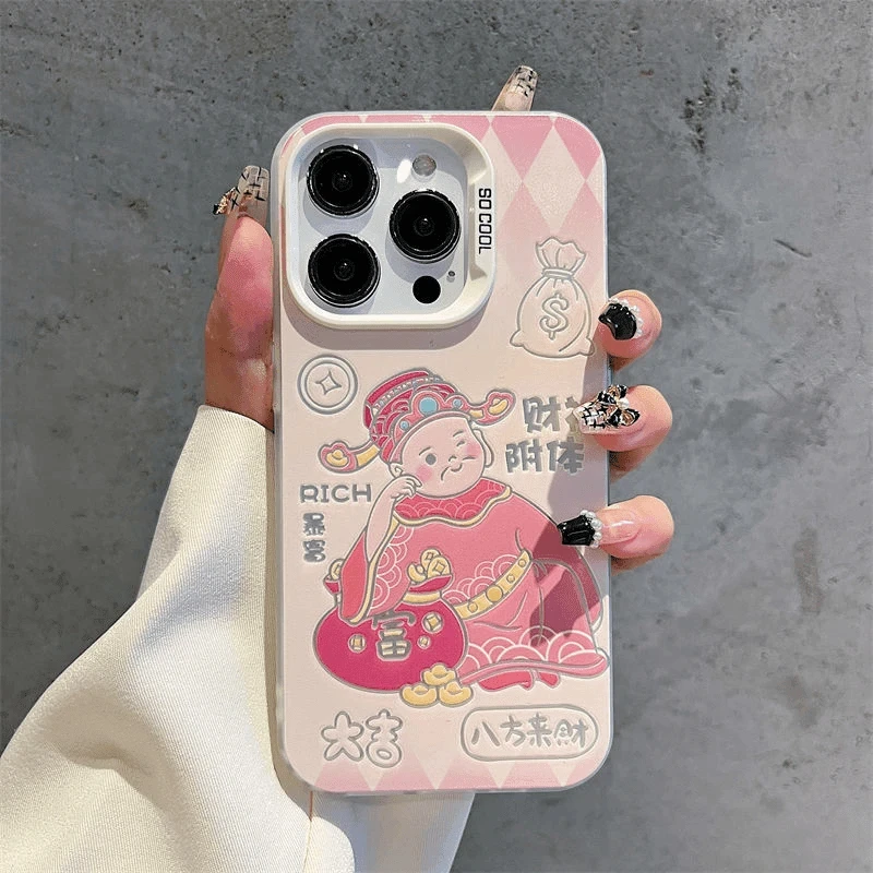 适用iPhone苹果/华为/荣耀/小米/VIVO/OPPO财神附体手机壳彩银