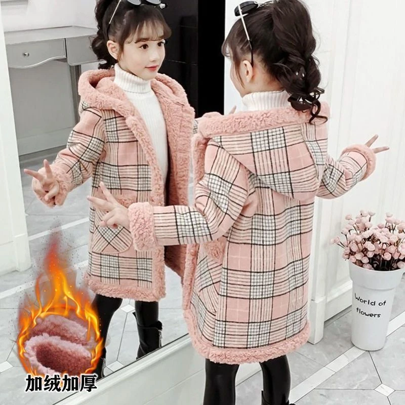女童秋冬外套2024新款冬季大衣加绒加厚中大女童装小女童外套洋气