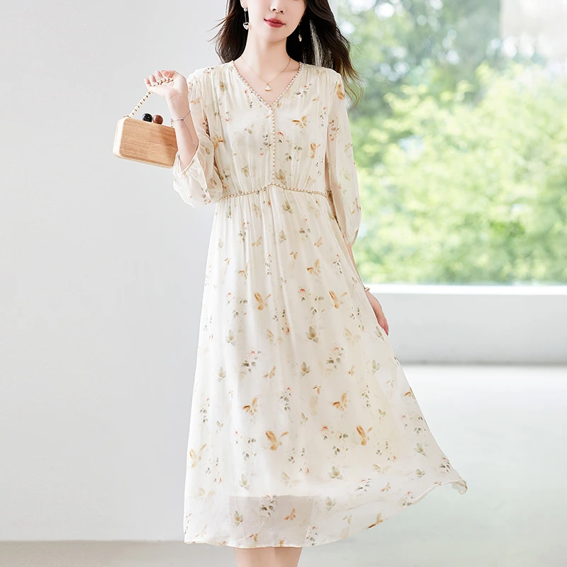 水墨佳人桑蚕丝真丝气质女装连衣裙82497582