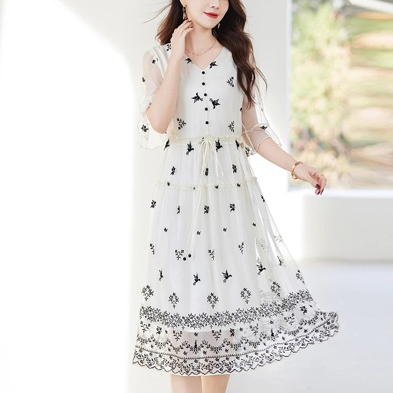 水墨佳人桑蚕丝真丝气质女装连衣裙82496552