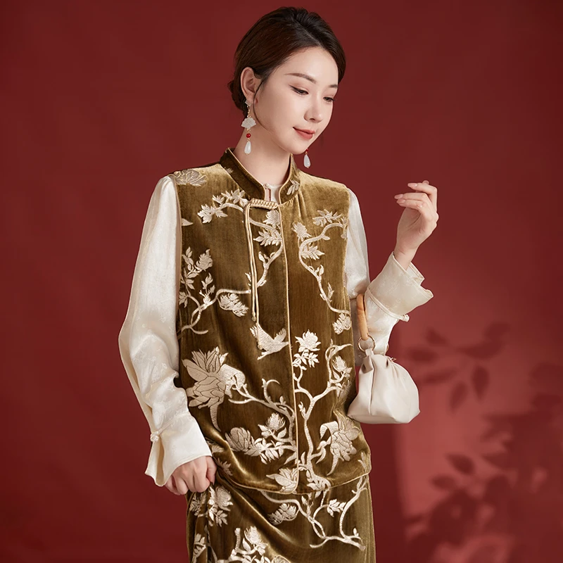 水墨佳人桑蚕丝真丝丝绒气质女装马甲62498176