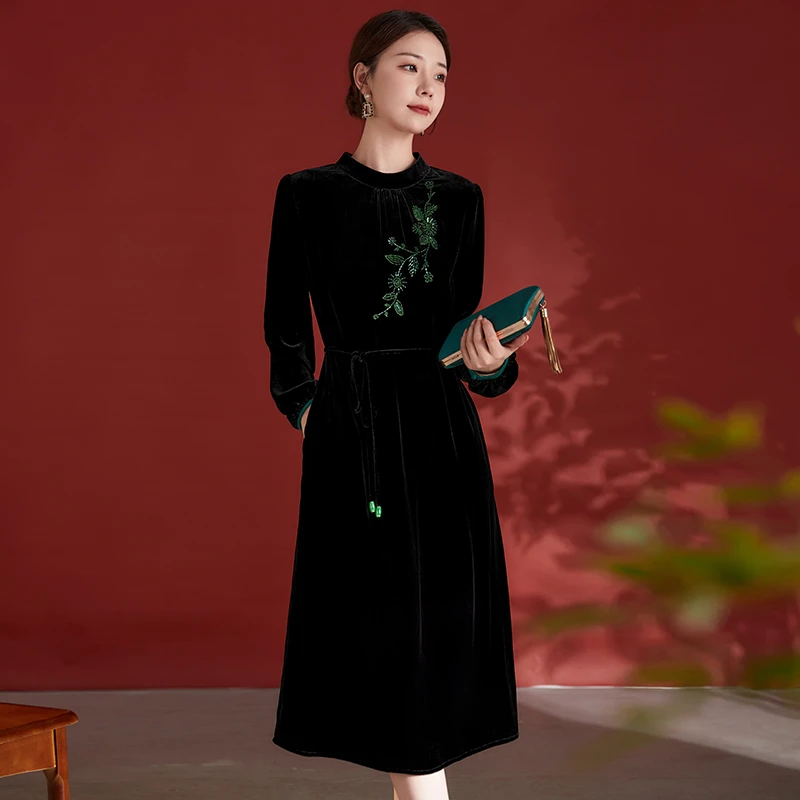 水墨佳人桑蚕丝真丝气质女装连衣裙82498566