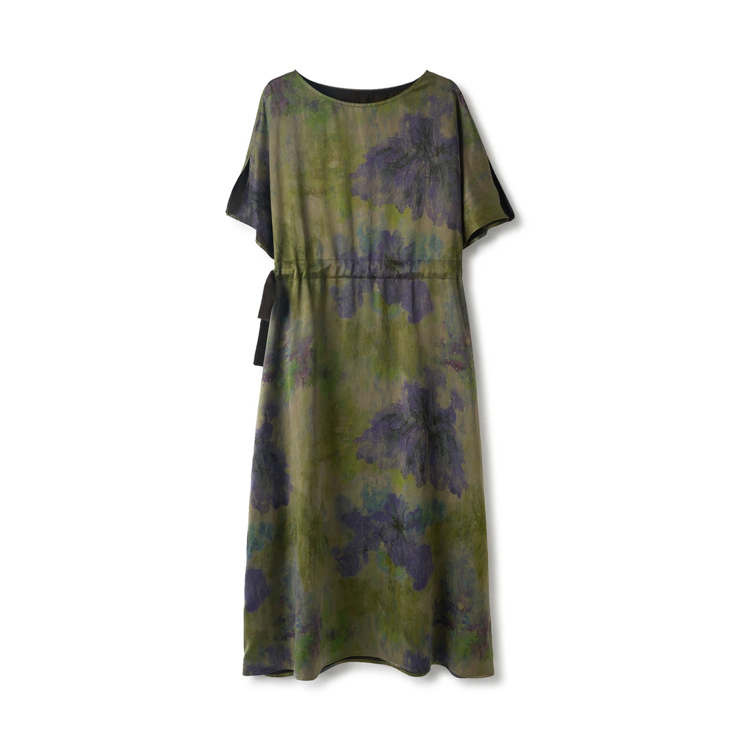 【紫藤】新中式贵妇香云纱重锻长袍裙DX24AL012