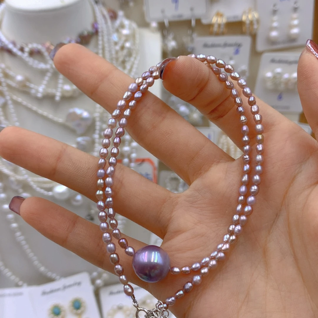 淡水珍珠耳饰银S925镶嵌