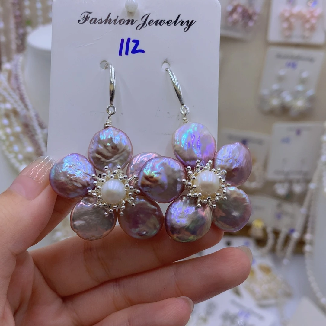 淡水珍珠耳饰银S925镶嵌