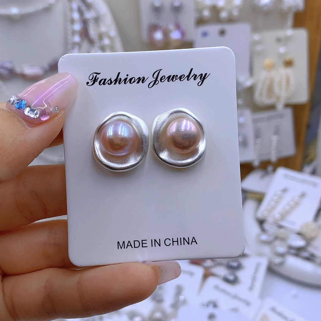 淡水珍珠耳饰银S925镶嵌