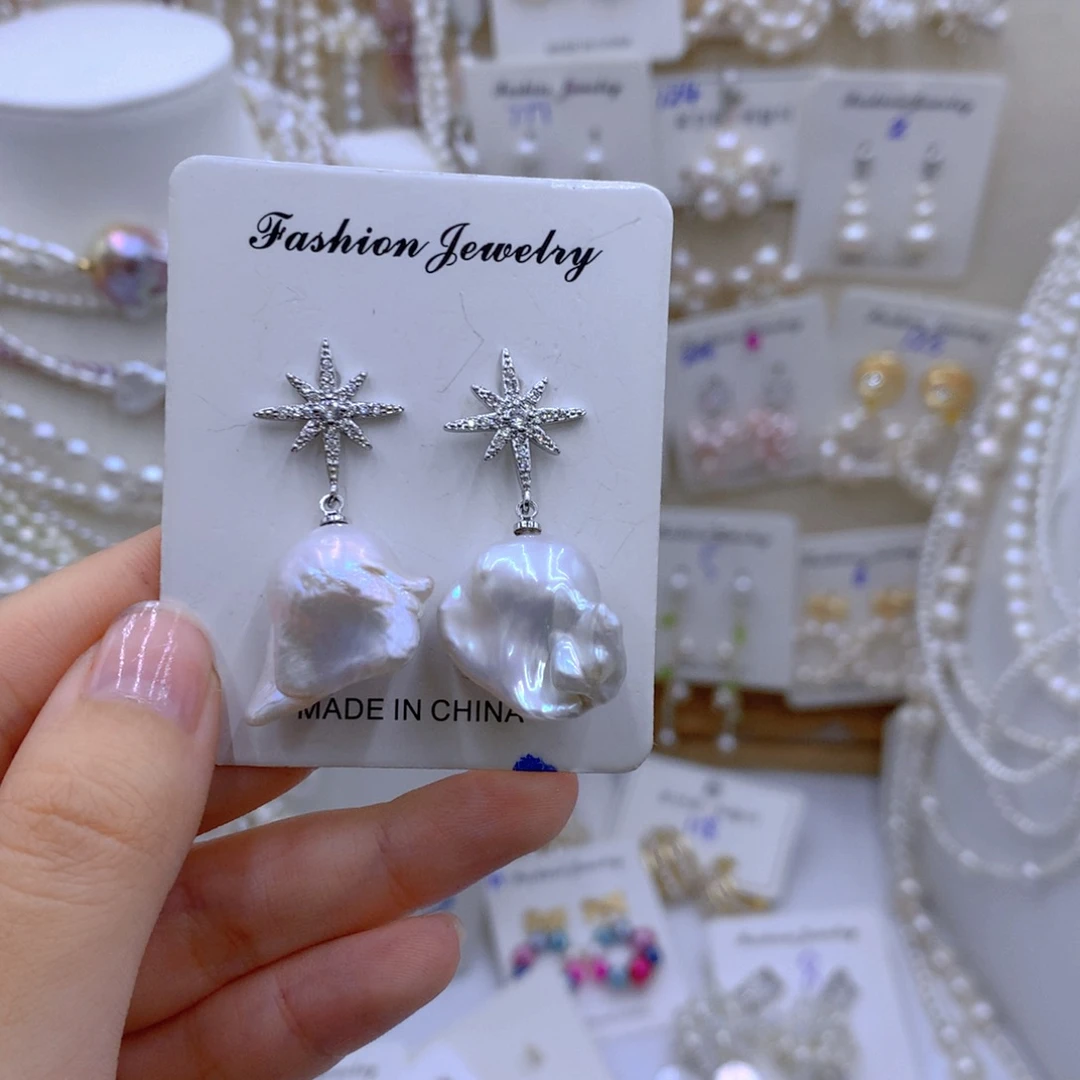 淡水珍珠耳饰银S925镶嵌