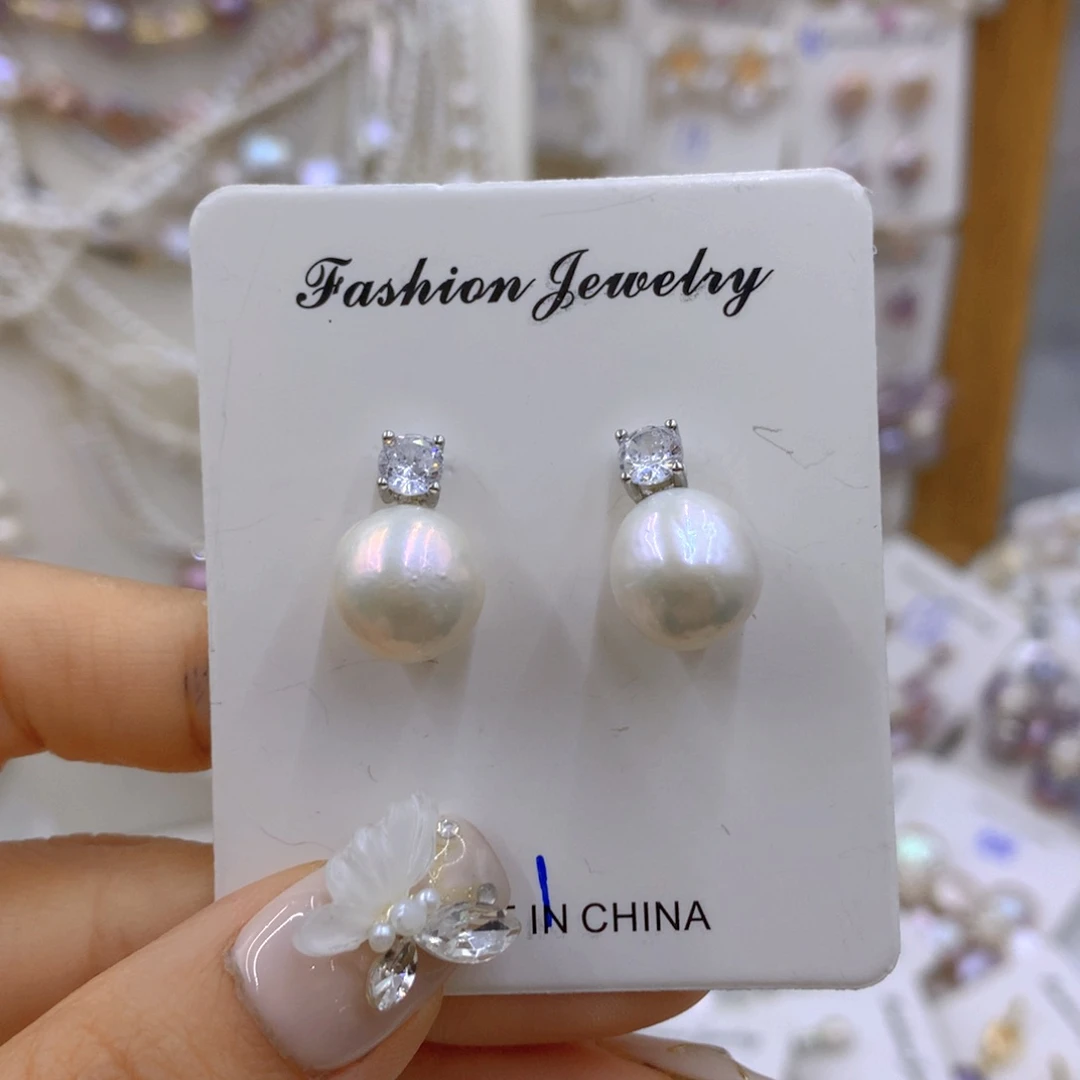 淡水珍珠耳饰银S925镶嵌