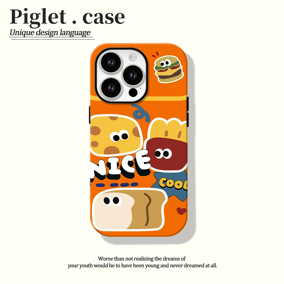 适用苹果15手机壳面包薯条iphone14可爱软壳11/12/13全包卡通男女