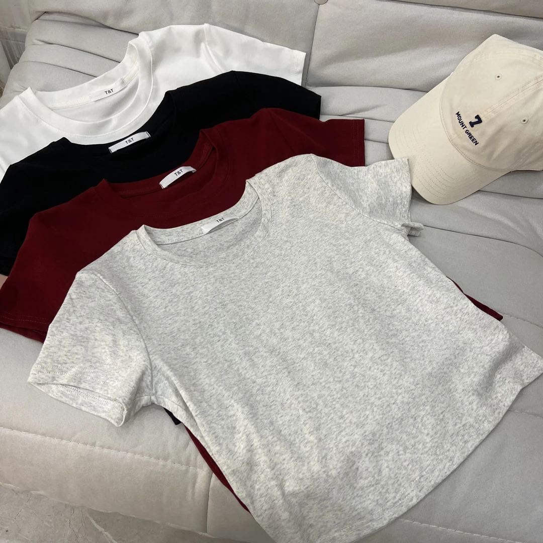 短款百搭纯色T恤5501