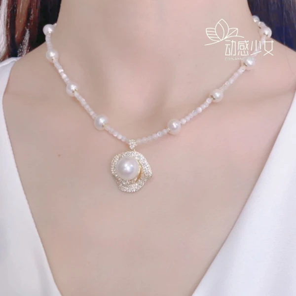 铜合金合成锆石项链 【皇后的玫瑰】轻奢气质复古珠宝项链百搭款
