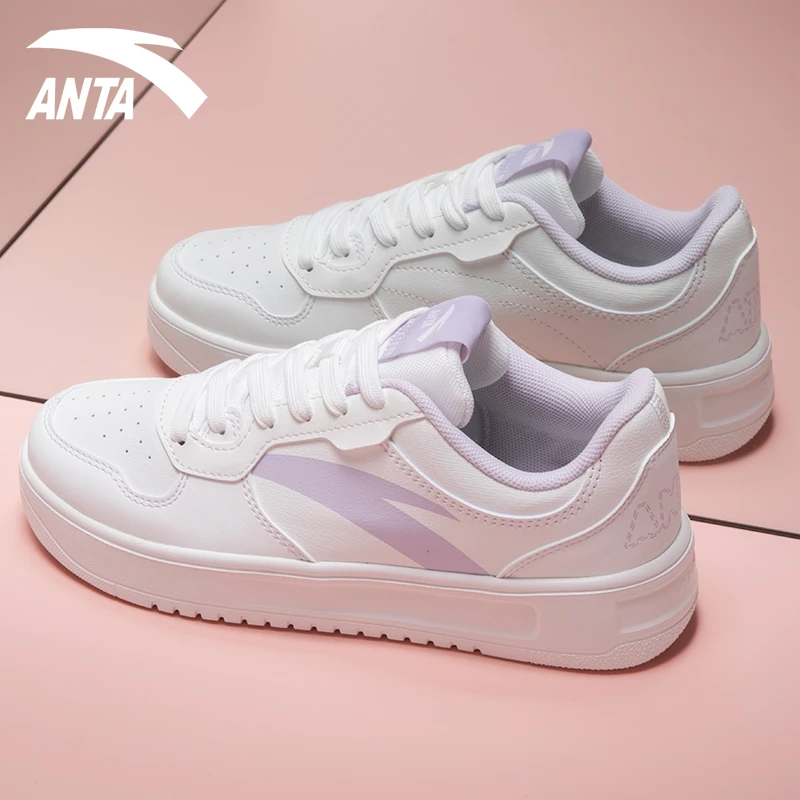 安踏板鞋小零感女鞋新款低帮百搭增高白色韩版潮鞋休闲鞋小白鞋子