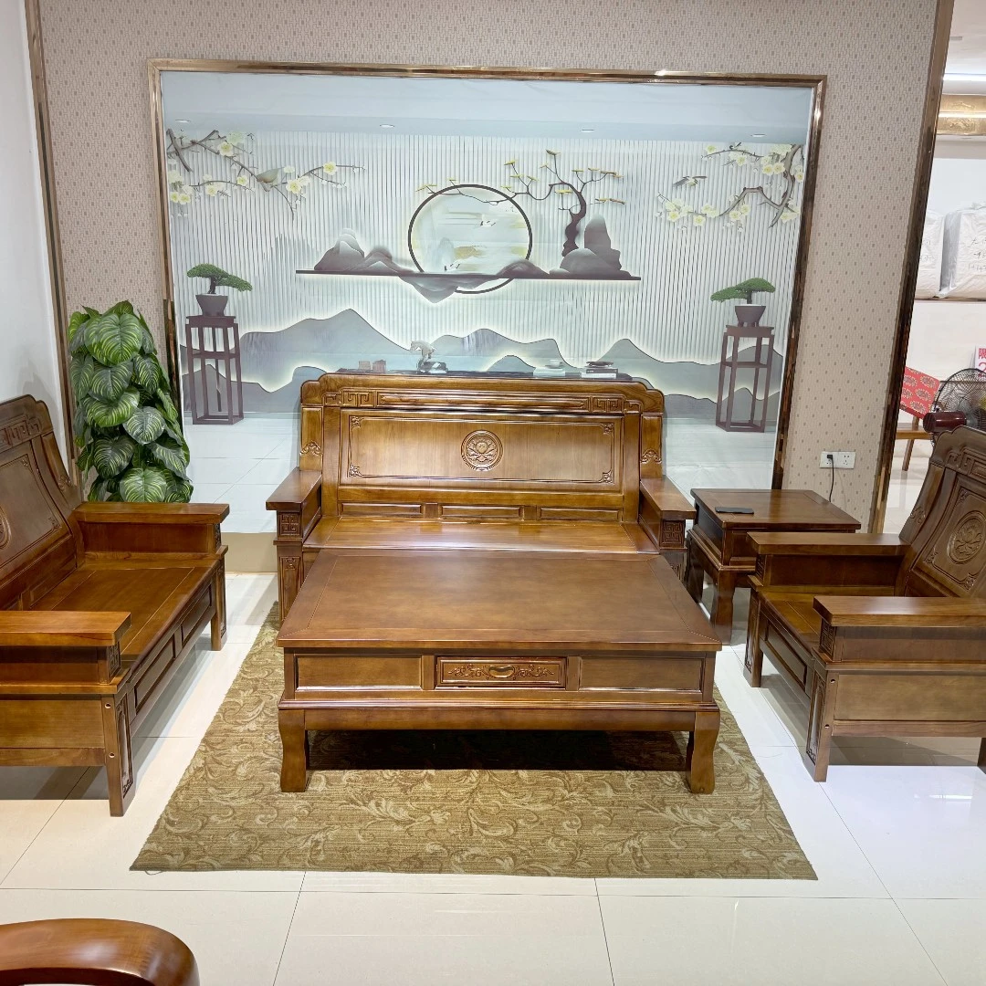 实木沙发客厅家用雕花储物成套冬夏两用单人三人位经济型木质沙发