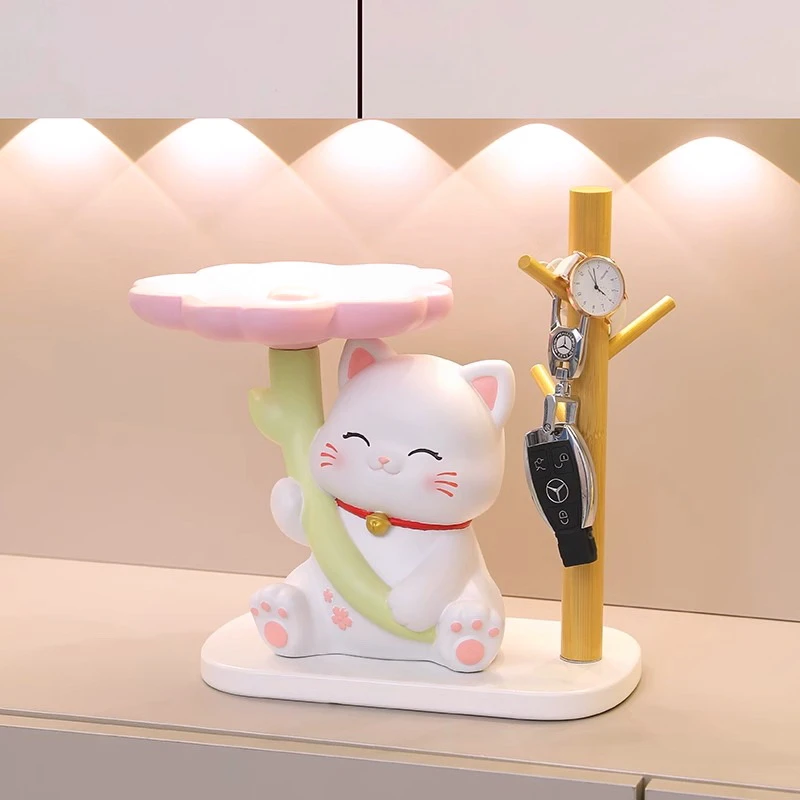 招财猫玄关入户摆件放钥匙收纳进门口家居装饰品乔迁新居搬家礼物