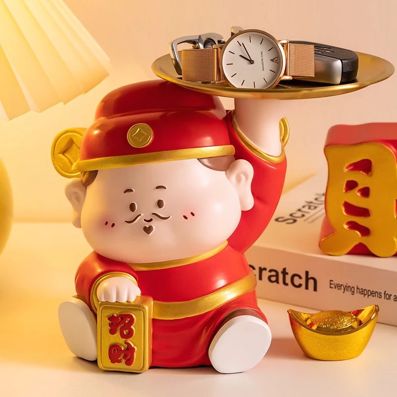 入户玄关财神爷钥匙收纳摆件客厅创意家居装饰品开业乔迁新居礼品