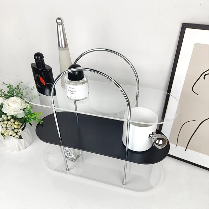 日落黑色金属亚克力收纳架香水置物架卧室水杯化妆品手办架ins风