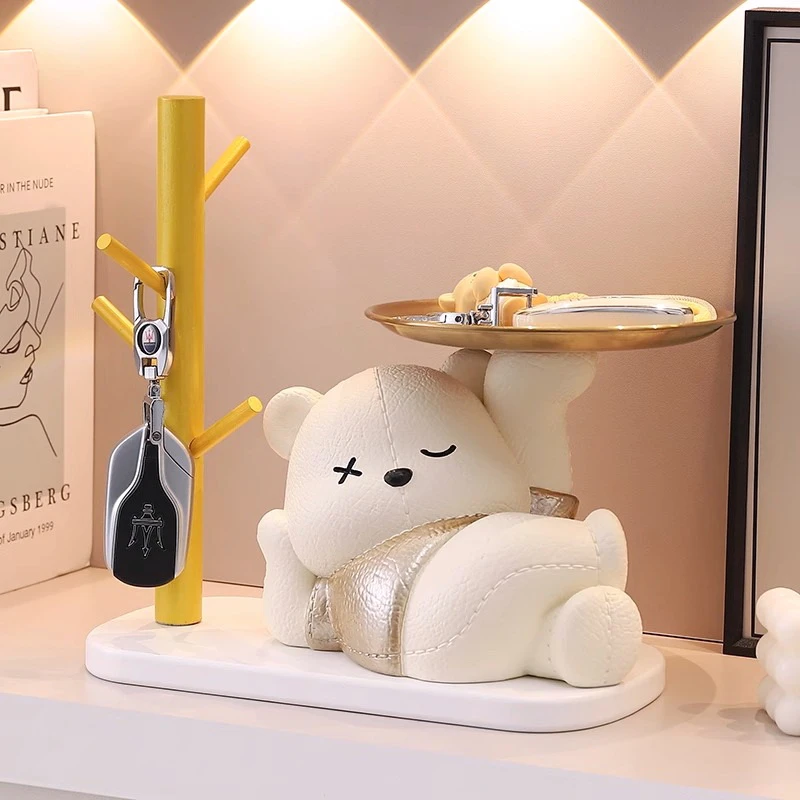 松弛感创意轻奢暴力熊钥匙收纳玄关摆件入户客厅装饰乔迁新居礼物