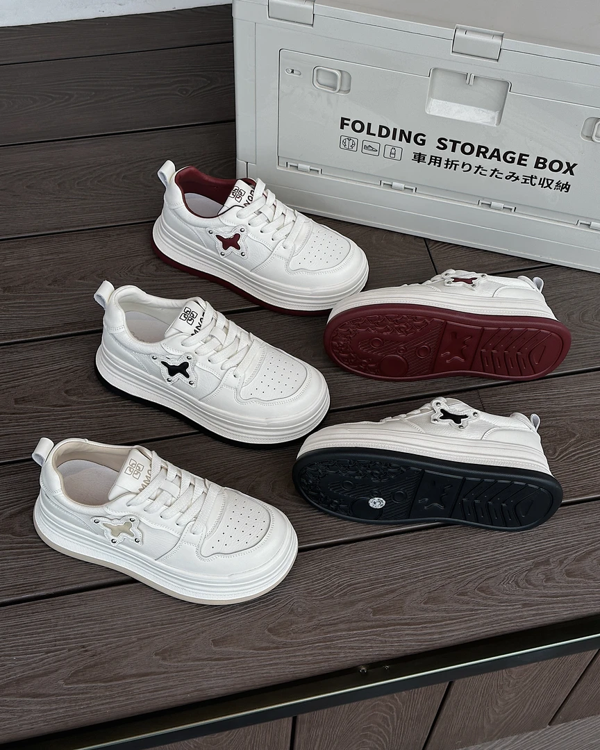 【鞋爱】19123-1国潮原创UNG蝴蝶款厚底真皮休闲板鞋