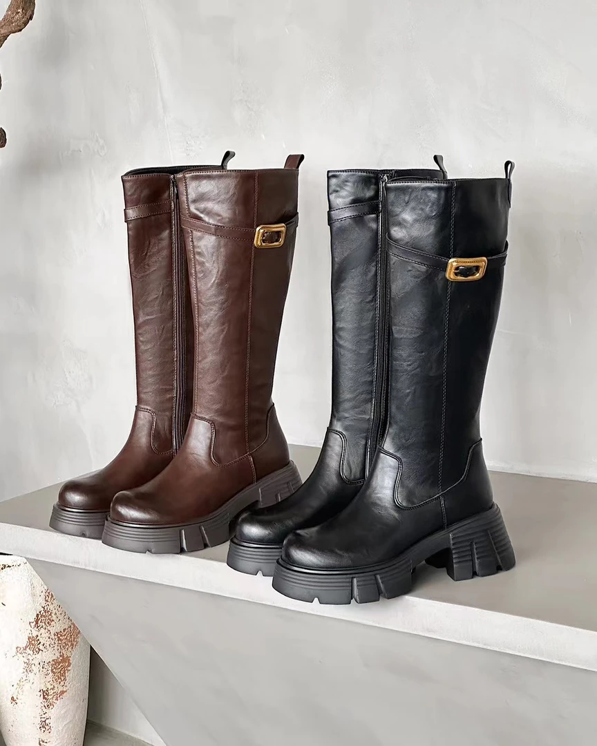 【鞋爱】1280-6女士爆款加绒百搭长靴