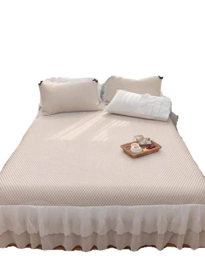 【冰豆豆凉席】床裙款冰豆豆凉席三件-听主播讲解-看实物下单