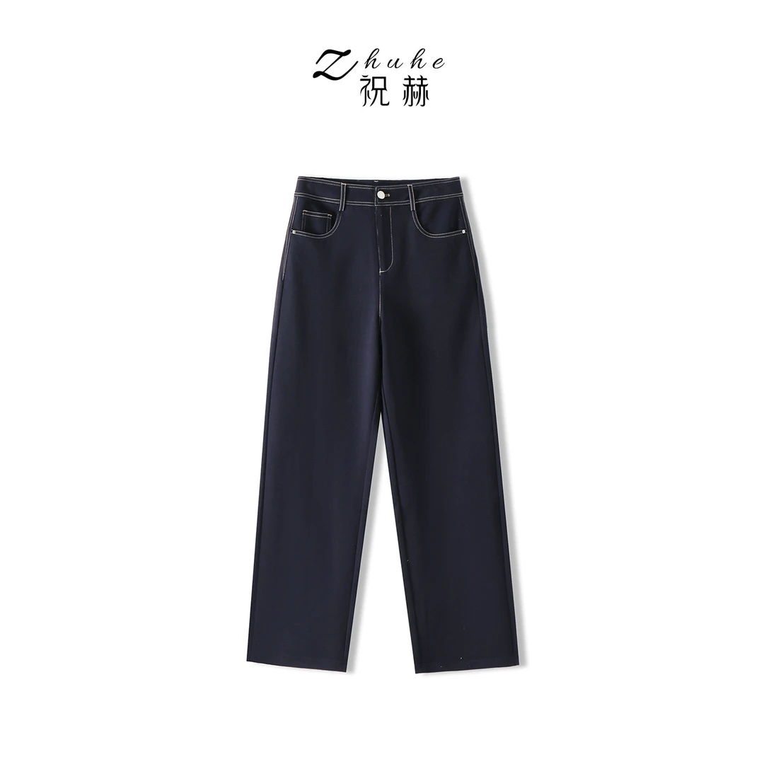 【管公子专属】秋上新莱赛尔+氨纶窄版直筒裤双明线细休闲裤3K15703